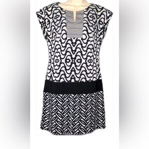 V-Neck Lined Shift Mini Dress XS